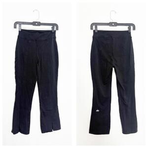 Alo Airbrush High-Waist Flutter Cropped Leggings Size XS Black Split Flare Hem